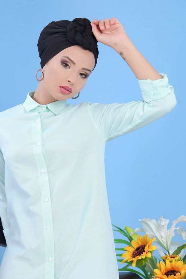 Düz Orta Kadın Yeşil Tunik Yeşil  - 7620 YEŞİL