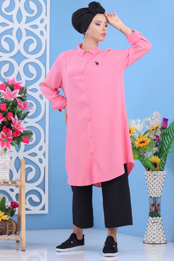 Düz Orta Kadın Pembe Tunik Pembe  - 7626