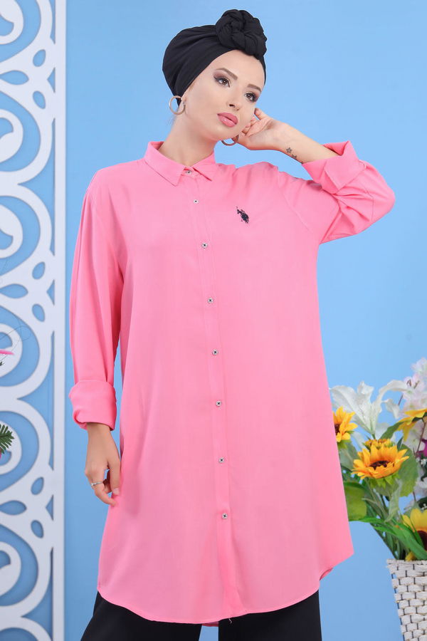 Düz Orta Kadın Pembe Tunik Pembe  - 7626