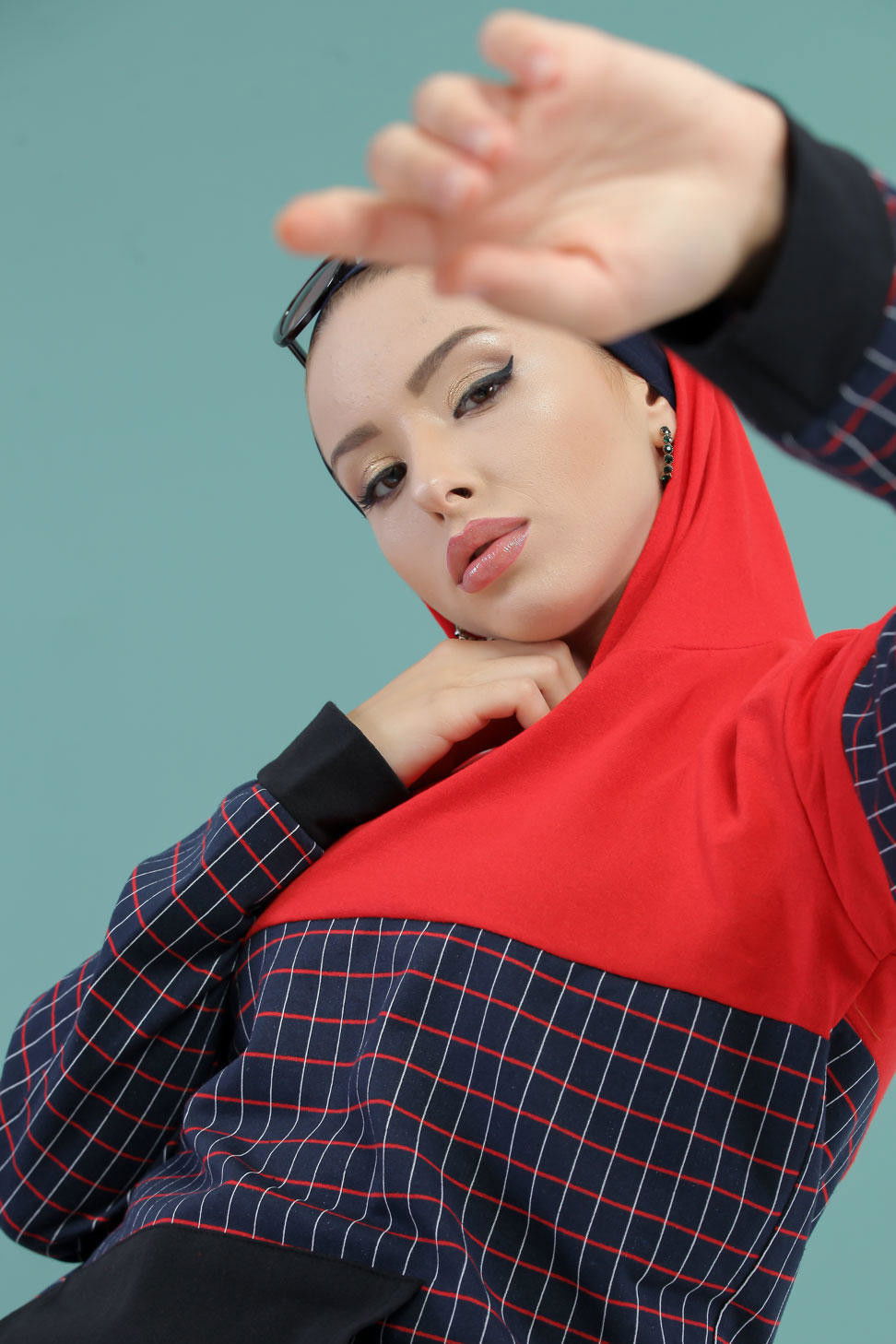 Düz Orta Kadın Lacivert Ekose Tunik Lacivert - 02 7655 - 7655 LACİVERT