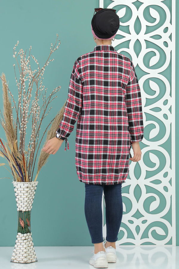 Düz Orta Kadın Pembe Ekose Tunik Pembe - 02 7683 - 7683