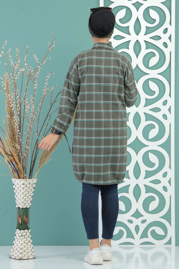 Düz Orta Kadın Haki Ekose Tunik Haki - 02 7686 - 7686