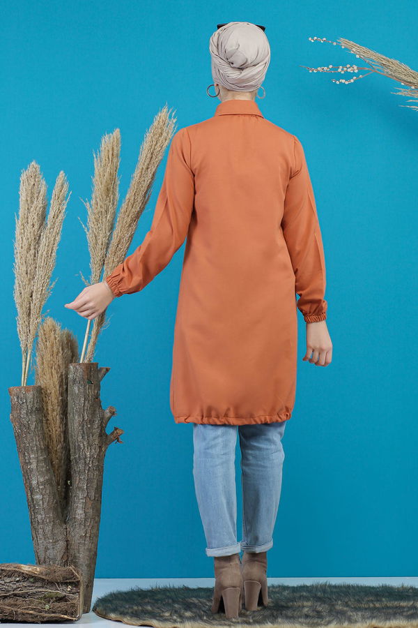 Düz Orta Kadın Kiremit Tunik Siyah  - 7656 KİREMİT