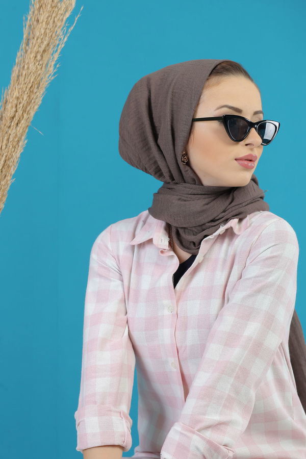 Düz Orta Kadın Pembe Ekose Tunik Kırmızı  - 7753 PEMBE
