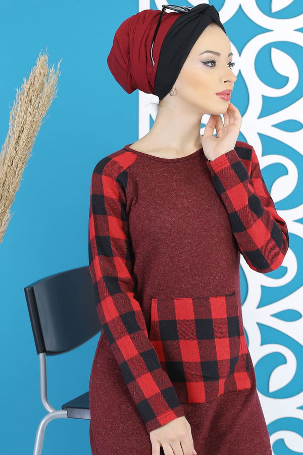 Düz Orta Kadın Bordo Tunik Bordo - 5172 - 5171 BORDO