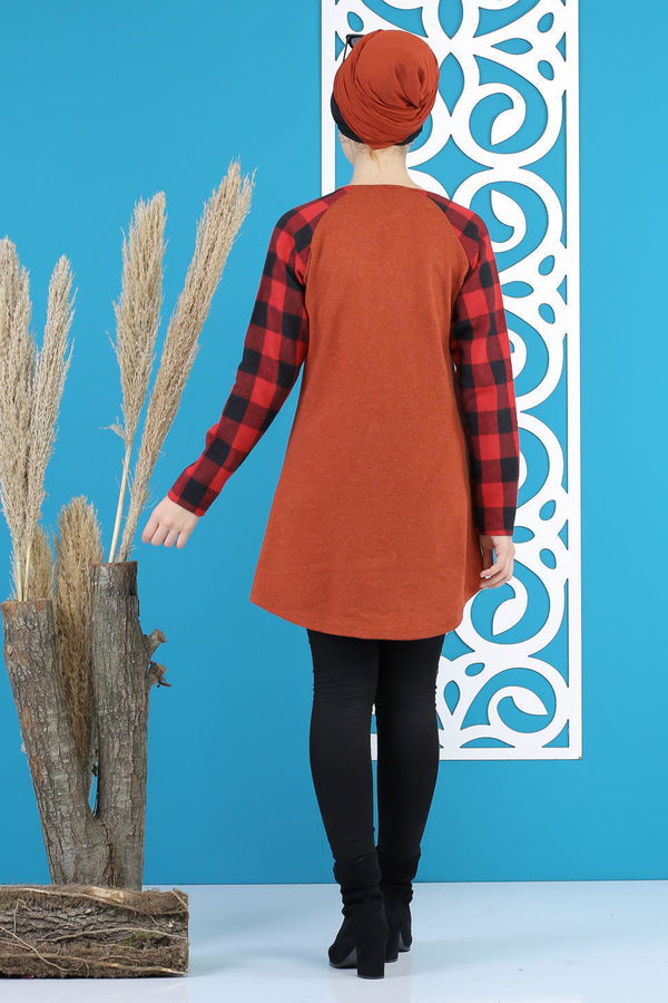 Düz Orta Kadın Kiremit Tunik Siyah  - 5172 KİREMİT