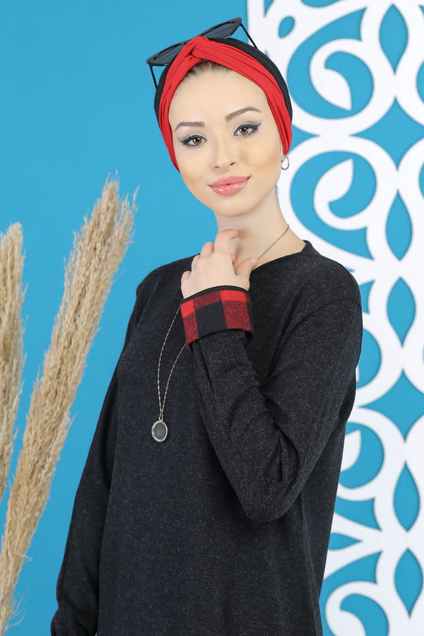 Düz Orta Kadın Siyah Tunik Siyah  - 5171 SİYAH