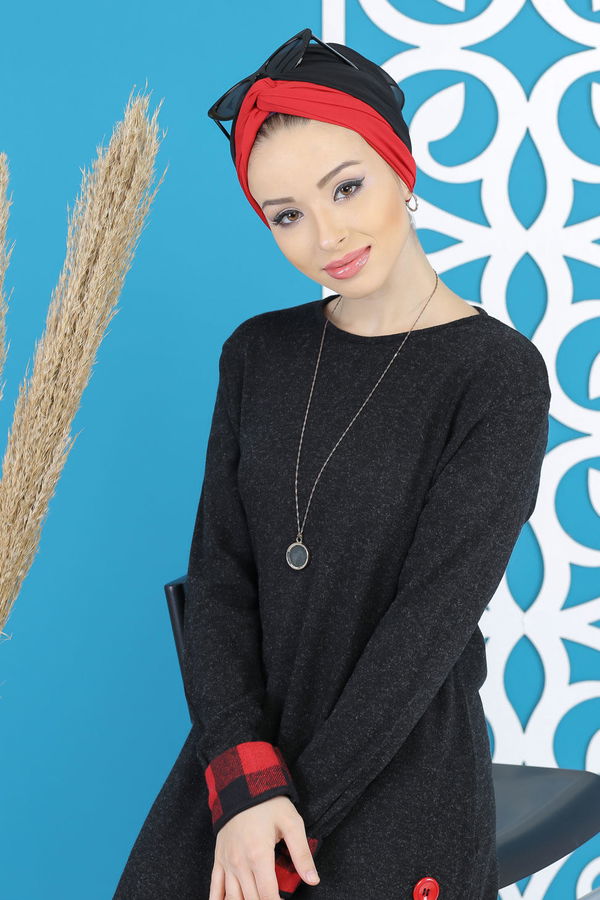 Düz Orta Kadın Siyah Tunik Siyah  - 5171 SİYAH