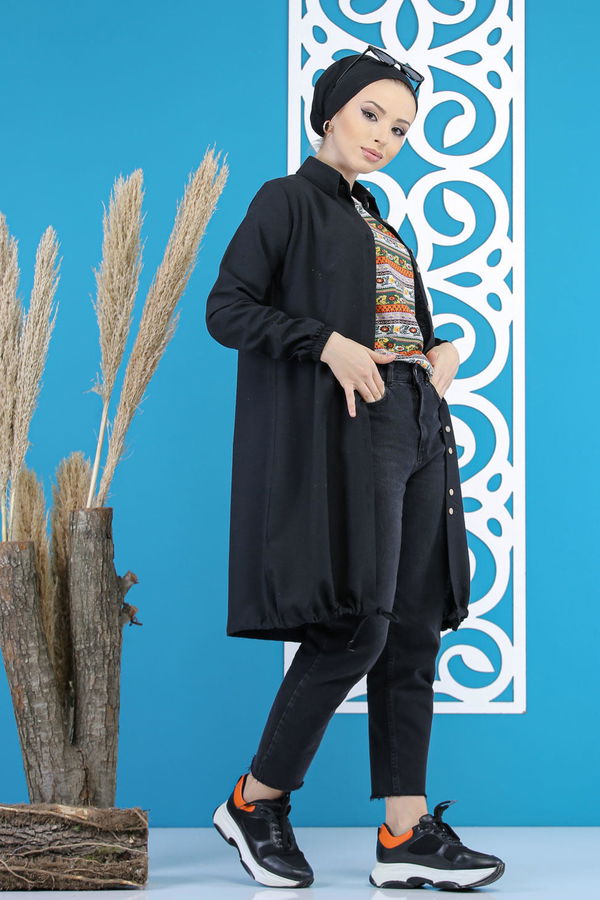 Düz Orta Kadın Siyah Tunik Siyah - 7794 - 7794 SİYAH