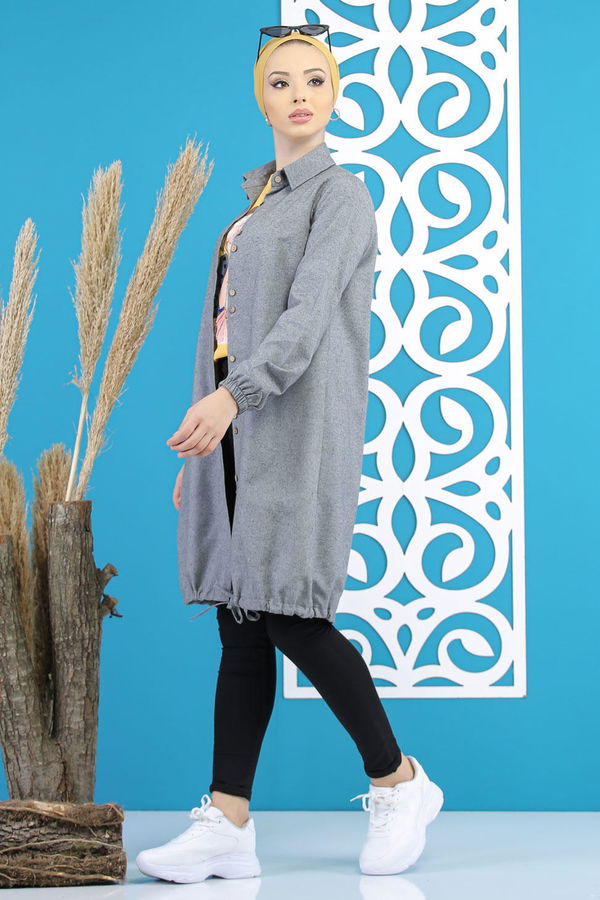 Düz Orta Kadın Gri Tunik Gri - 7794 - 7794 GRİ