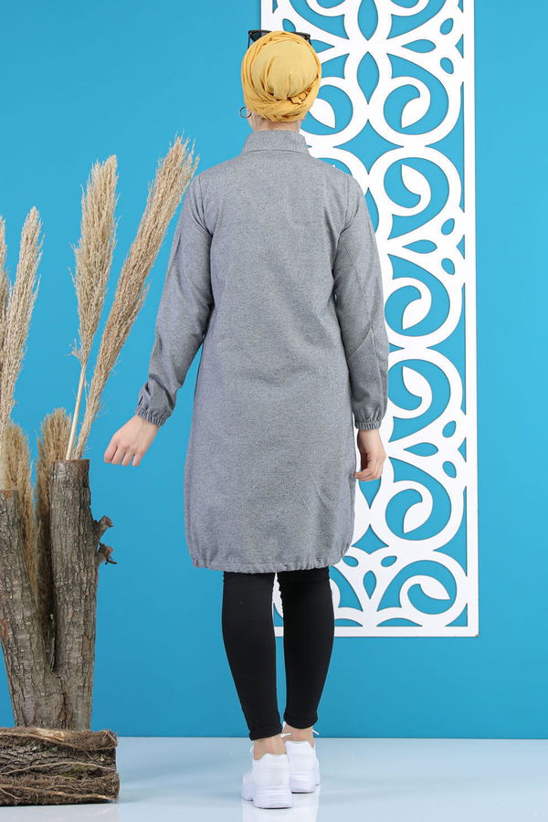 Düz Orta Kadın Gri Tunik Gri - 7794 - 7794 GRİ