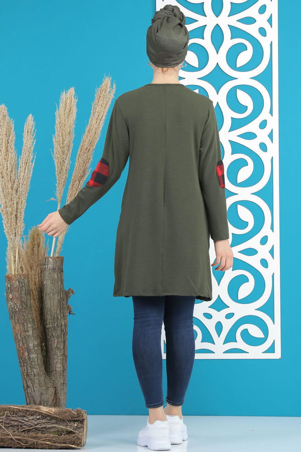 Düz Orta Kadın Haki Tunik Siyah  - 5174 HAKİ