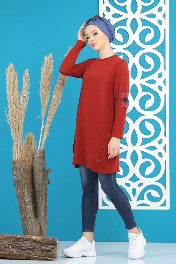 Düz Orta Kadın Bordo Tunik Siyah  - 5174