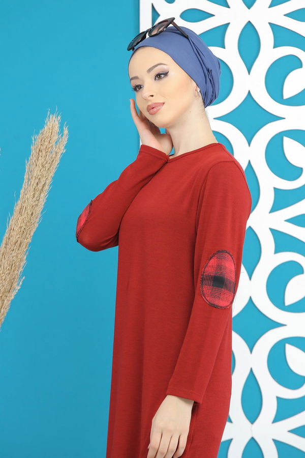Düz Orta Kadın Bordo Tunik Siyah  - 5174
