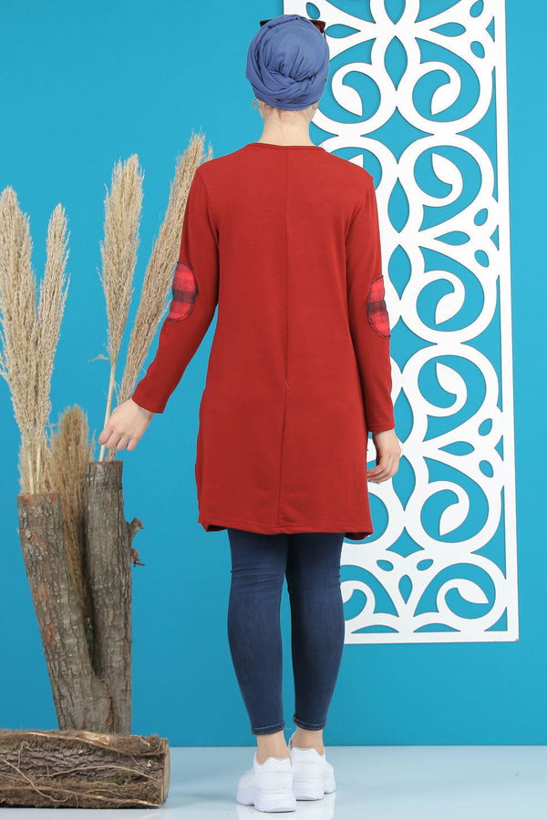 Düz Orta Kadın Bordo Tunik Siyah  - 5174