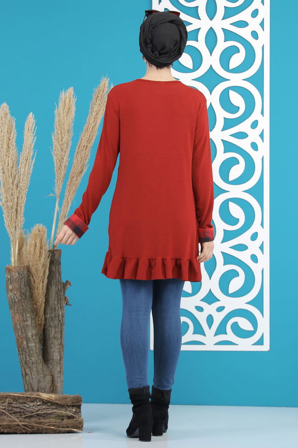 Düz Orta Kadın Bordo Tunik Siyah  - 5173