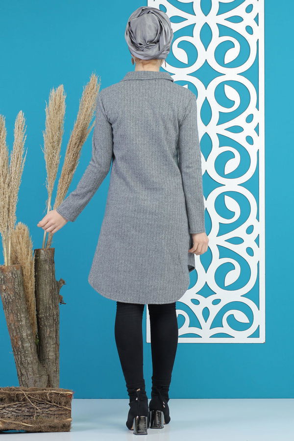 Düz Orta Kadın Gri Tunik Gri - 7831 - 7831