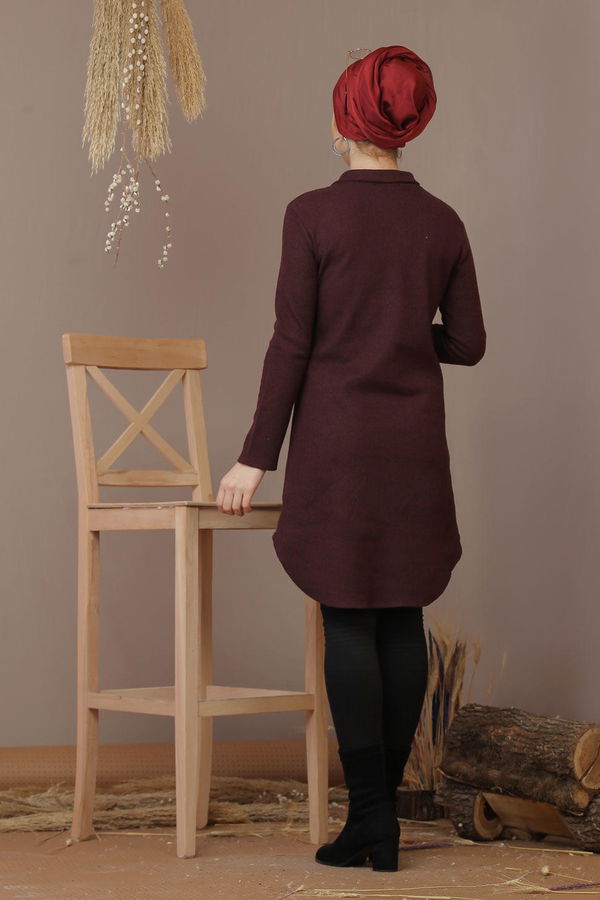 Düz Orta Kadın Bordo Tunik Bordo - 7831 - 7831