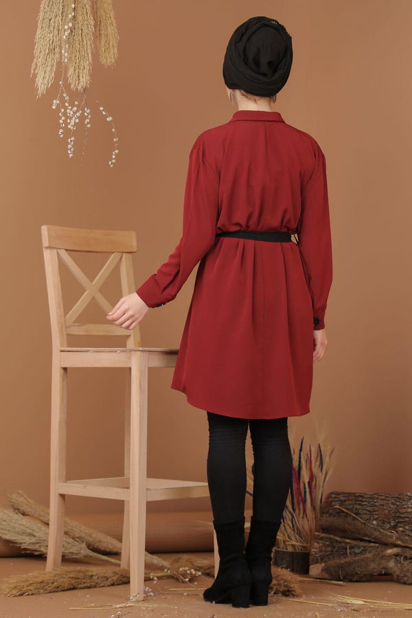Düz Orta Kadın Bordo Tunik Haki  - 1241 BORDO