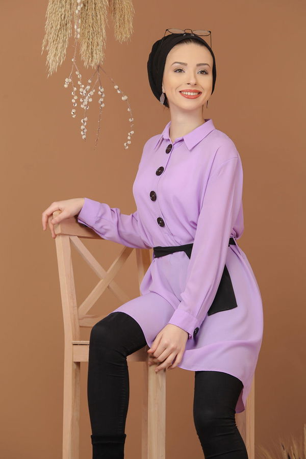 Düz Orta Kadın Lila Tunik Haki  - 1241 LİLA