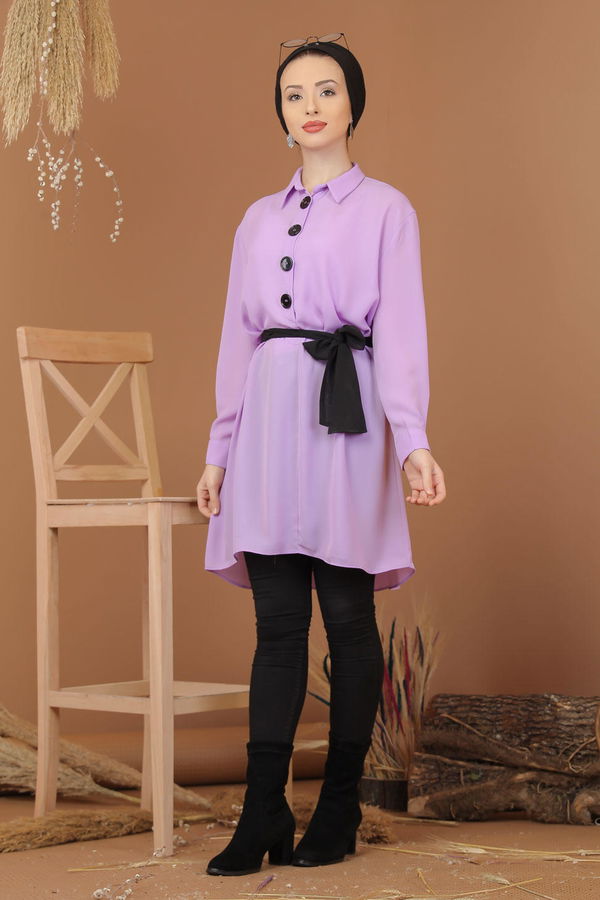 Düz Orta Kadın Lila Tunik Haki  - 1241 LİLA