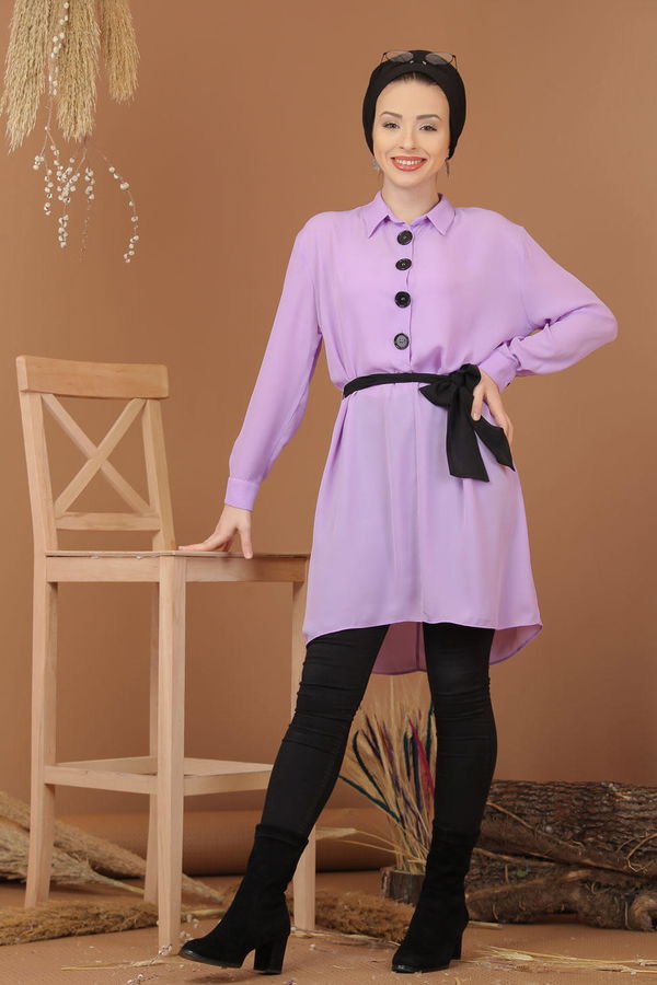 Düz Orta Kadın Lila Tunik Haki  - 1241 LİLA