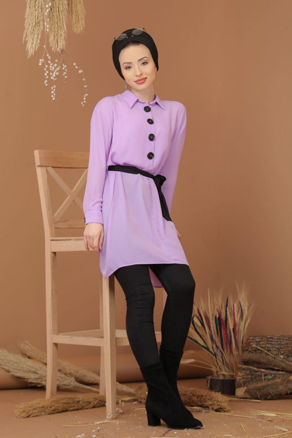 Düz Orta Kadın Lila Tunik Haki  - 1241 LİLA