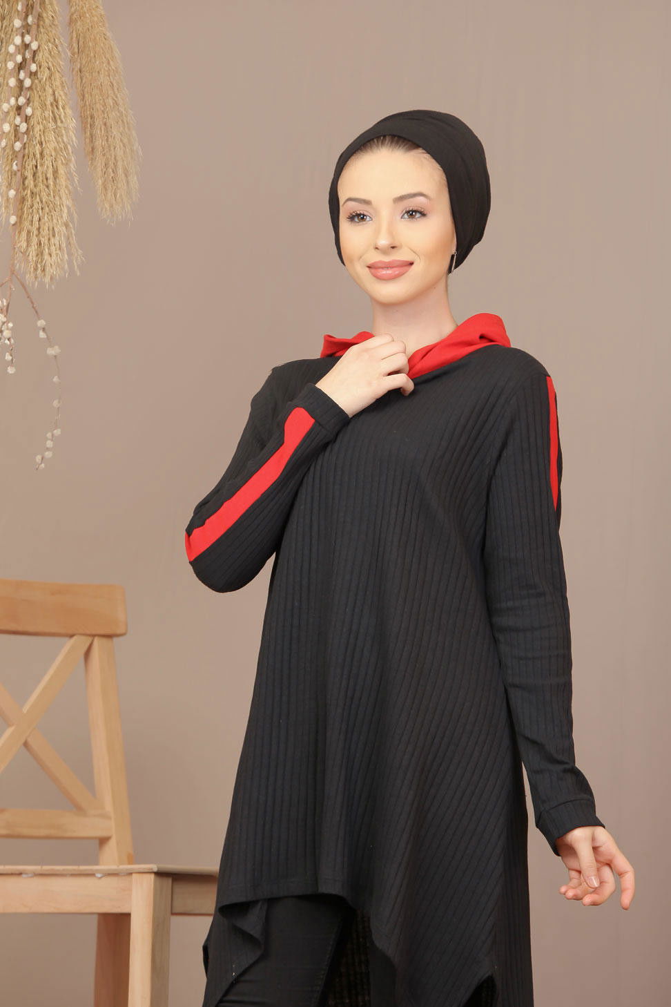 Düz Orta Kadın Siyah Tunik Siyah  - 5189 SİYAH
