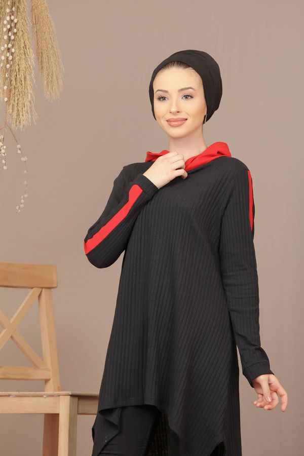 Düz Orta Kadın Siyah Tunik Siyah  - 5189 SİYAH