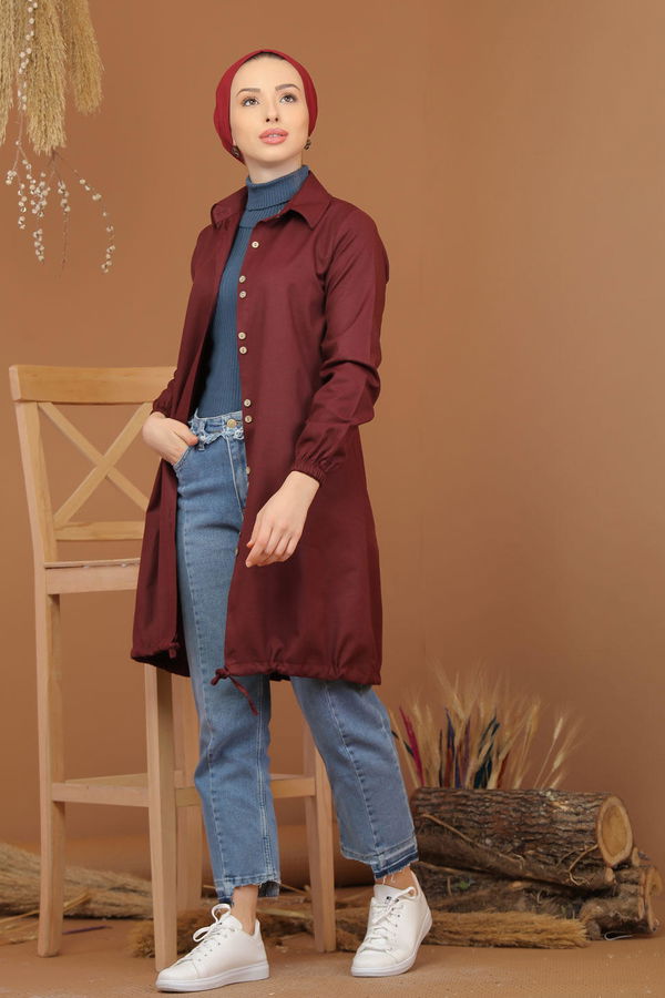 Düz Orta Kadın Bordo Tunik Koyu Bordo - 02 7656 - 7656 BORDO