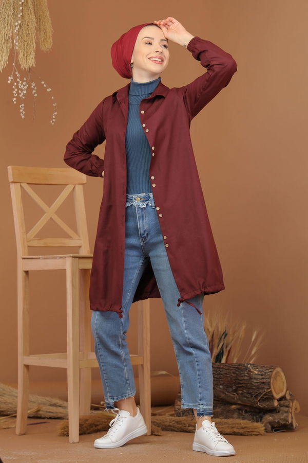 Düz Orta Kadın Bordo Tunik Koyu Bordo - 02 7656 - 7656 BORDO