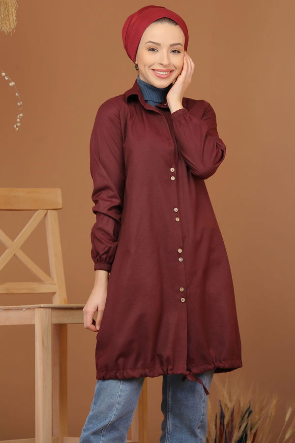 Düz Orta Kadın Bordo Tunik Koyu Bordo - 02 7656 - 7656 BORDO