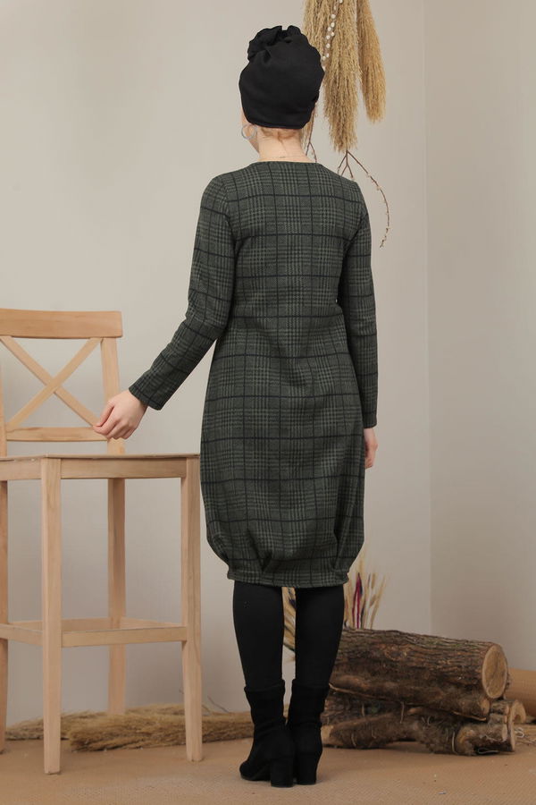 Düz Orta Kadın Haki Ekose Tunik Haki  - 5202 HAKİ
