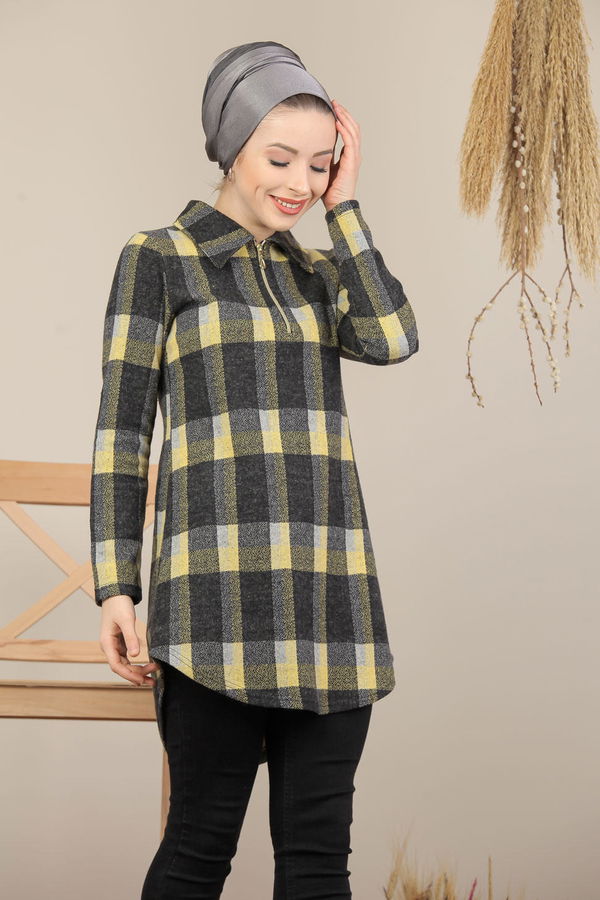 Düz Orta Kadın Sarı Tunik Sari - 5200 - 5200