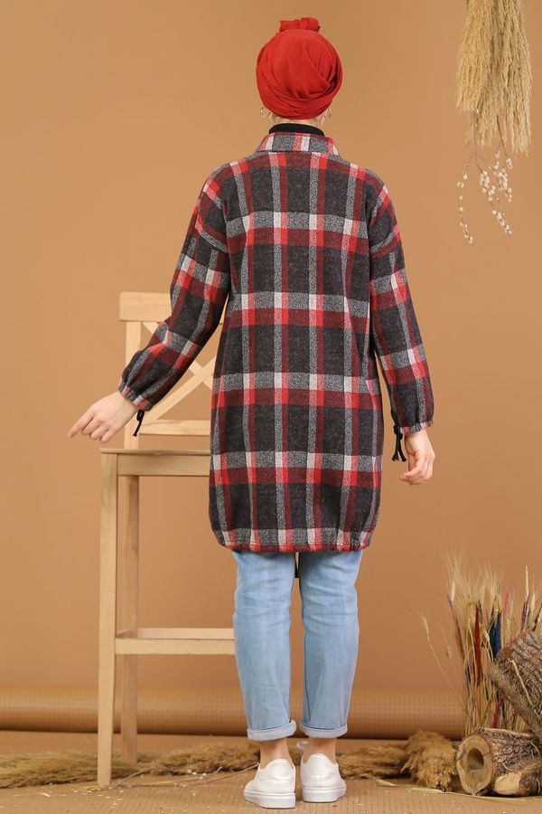 Düz Orta Kadın Bordo Dügmeli Gömlek Tunik Bordo - 5216 - 5216