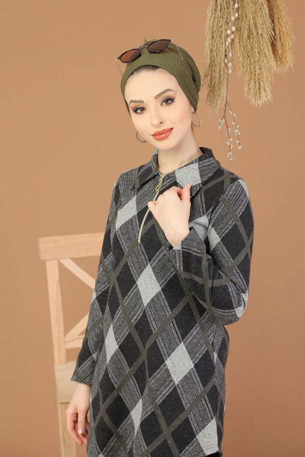 Düz Orta Kadın Haki Tunik Haki - 5225 - 5225 HAKİ