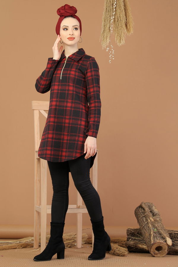 Düz Orta Kadın Bordo Tunik Bordo - 5224 - 5224