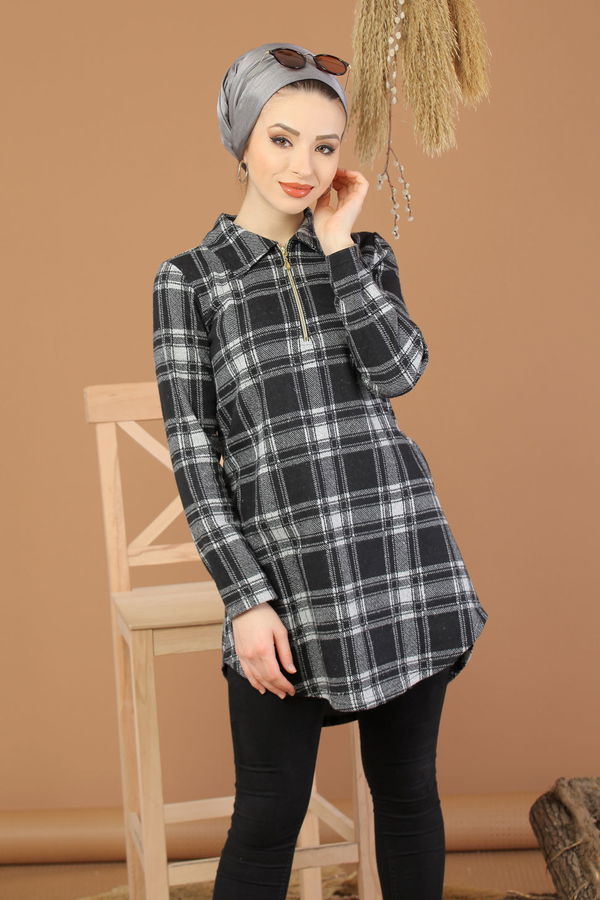 Düz Orta Kadın Gri Tunik Gri - 5224 - 5224