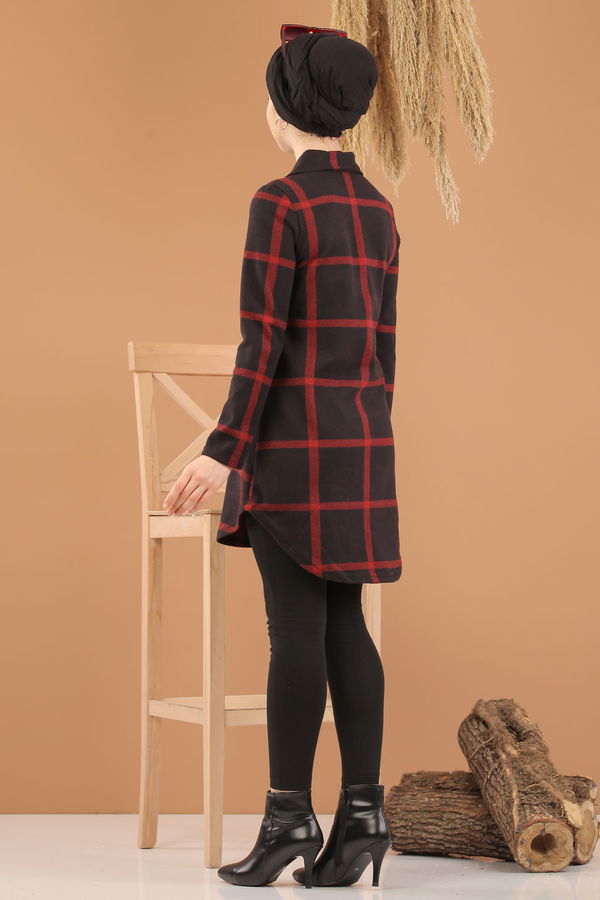 Düz Orta Kadın Bordo Fermuarlı Tunik Bordo - 5245 - 5245