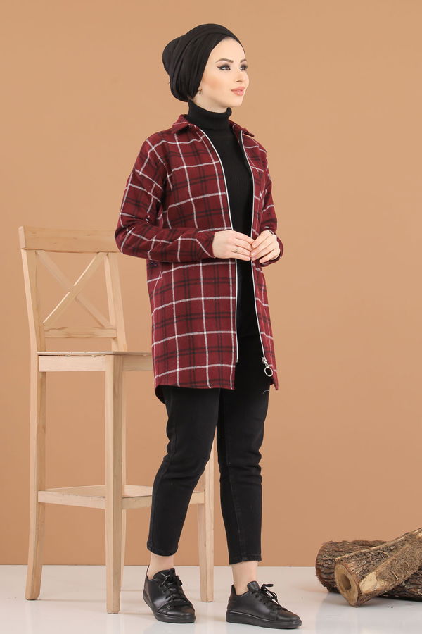 Düz Orta Kadın Bordo 8345 TUNİK - 8345