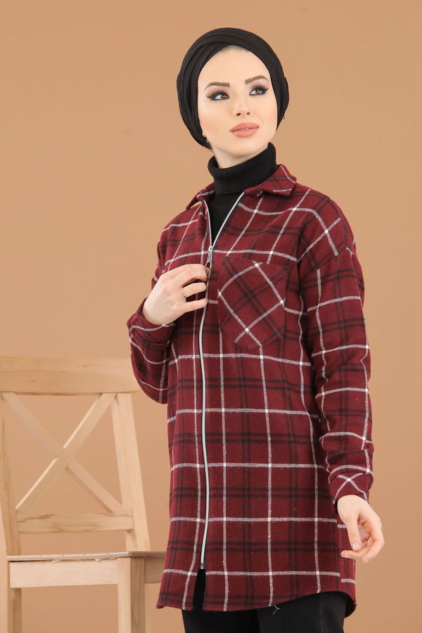 Düz Orta Kadın Bordo 8345 TUNİK - 8345