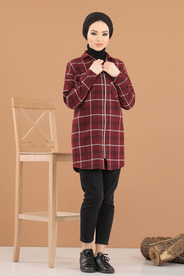 Düz Orta Kadın Bordo 8345 TUNİK - 8345