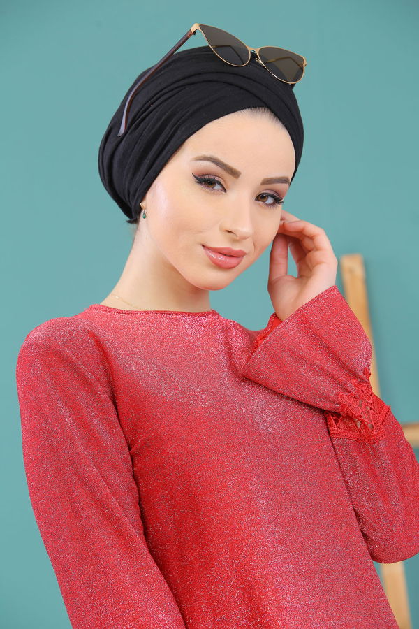 Düz Orta Kadın Fuşya 8351 SİMLİ TUNİK - 8351