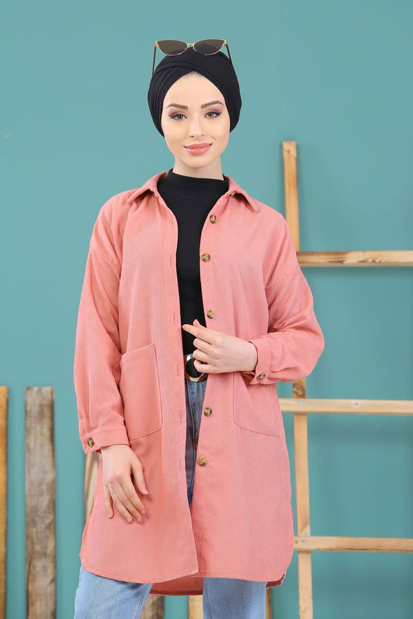 Düz Orta Kadın Pembe 8365 KADİFE TUNİK - 8365 PEMBE