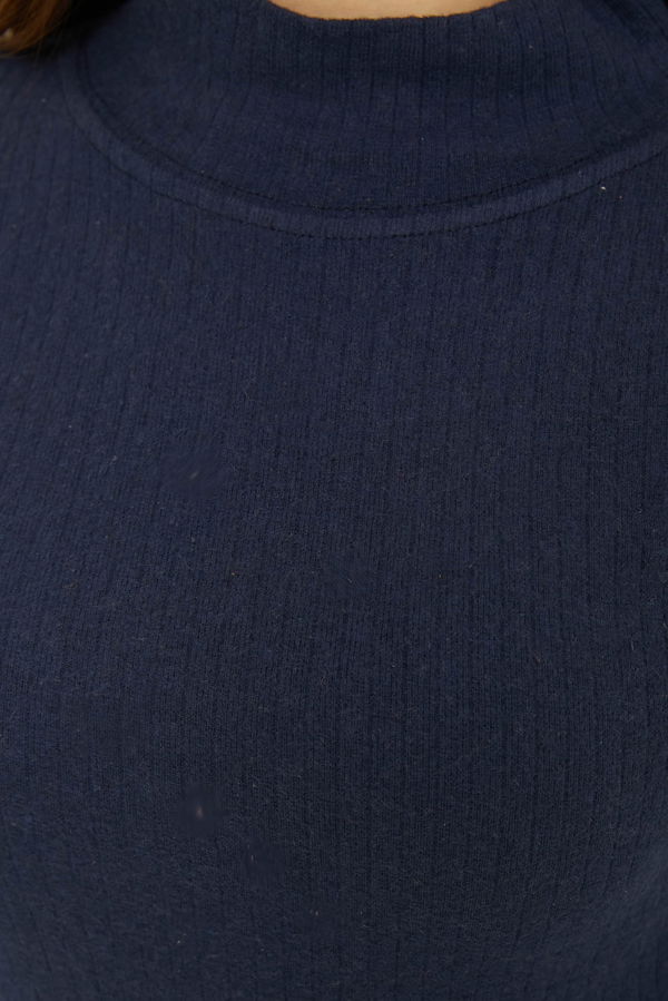 Uzun Kollu Crop Lacivert - 26773