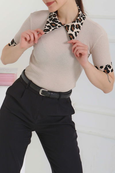 Leopar Yakalı Crop - 27136