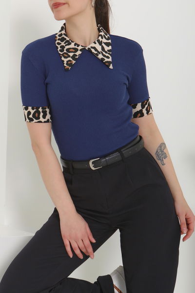 Leopar Yakalı Crop - 27136