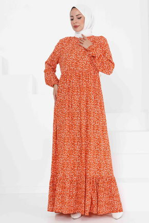 Desenli Elbise - 27421