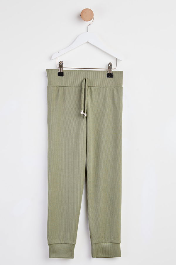 Kız Çocuk Haki Paça Manşetli Pijama Altı - 24726