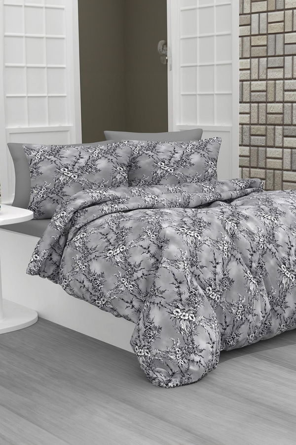 Gri Çift Kişilik Nevresim Seti  - 24358 GRİ